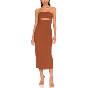 Nbd 'Britta' Brown Cut Out Midi Dress Size S